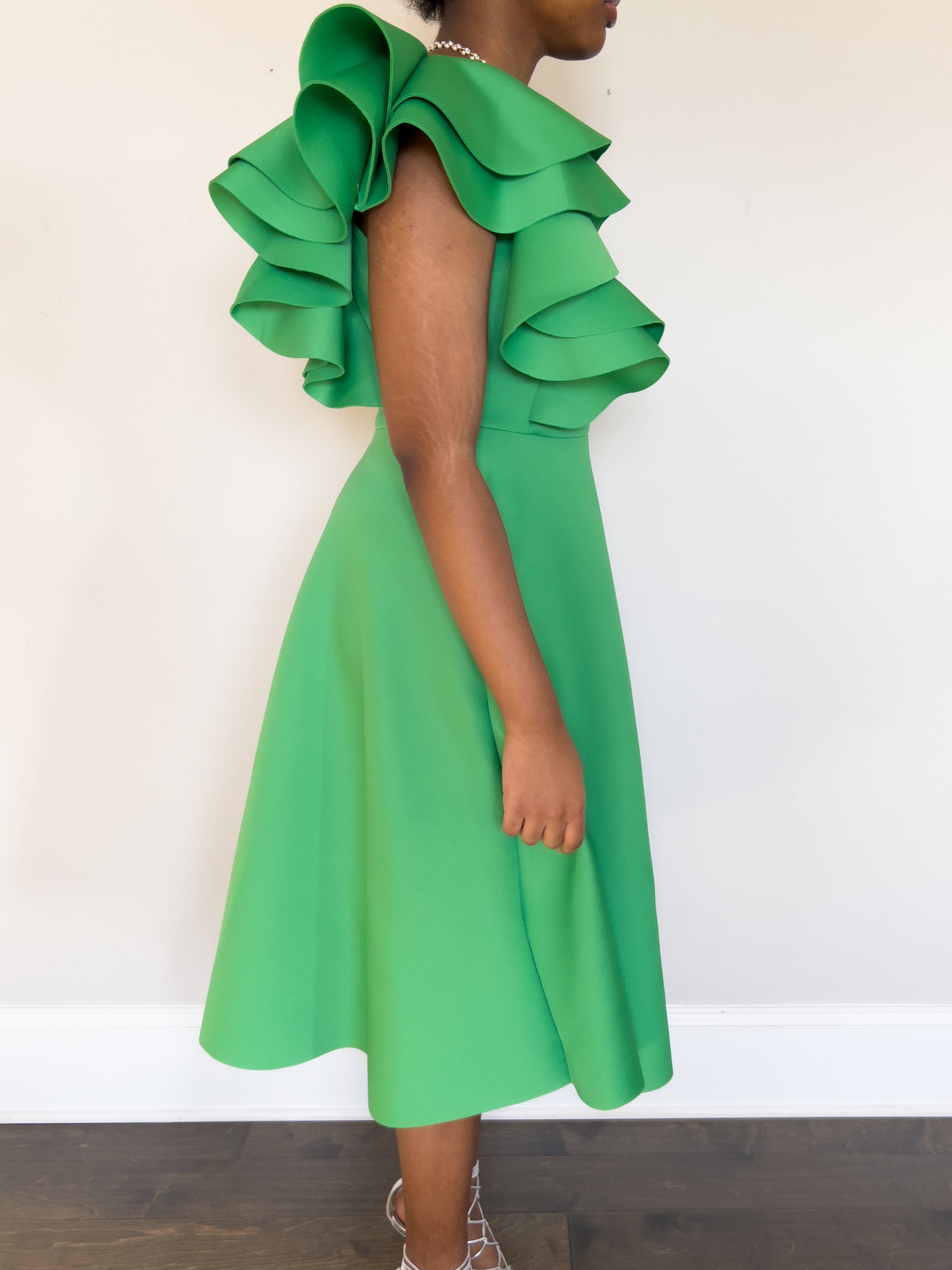 Cali Women's One-Shoulder Green Dress-Sand+Silk