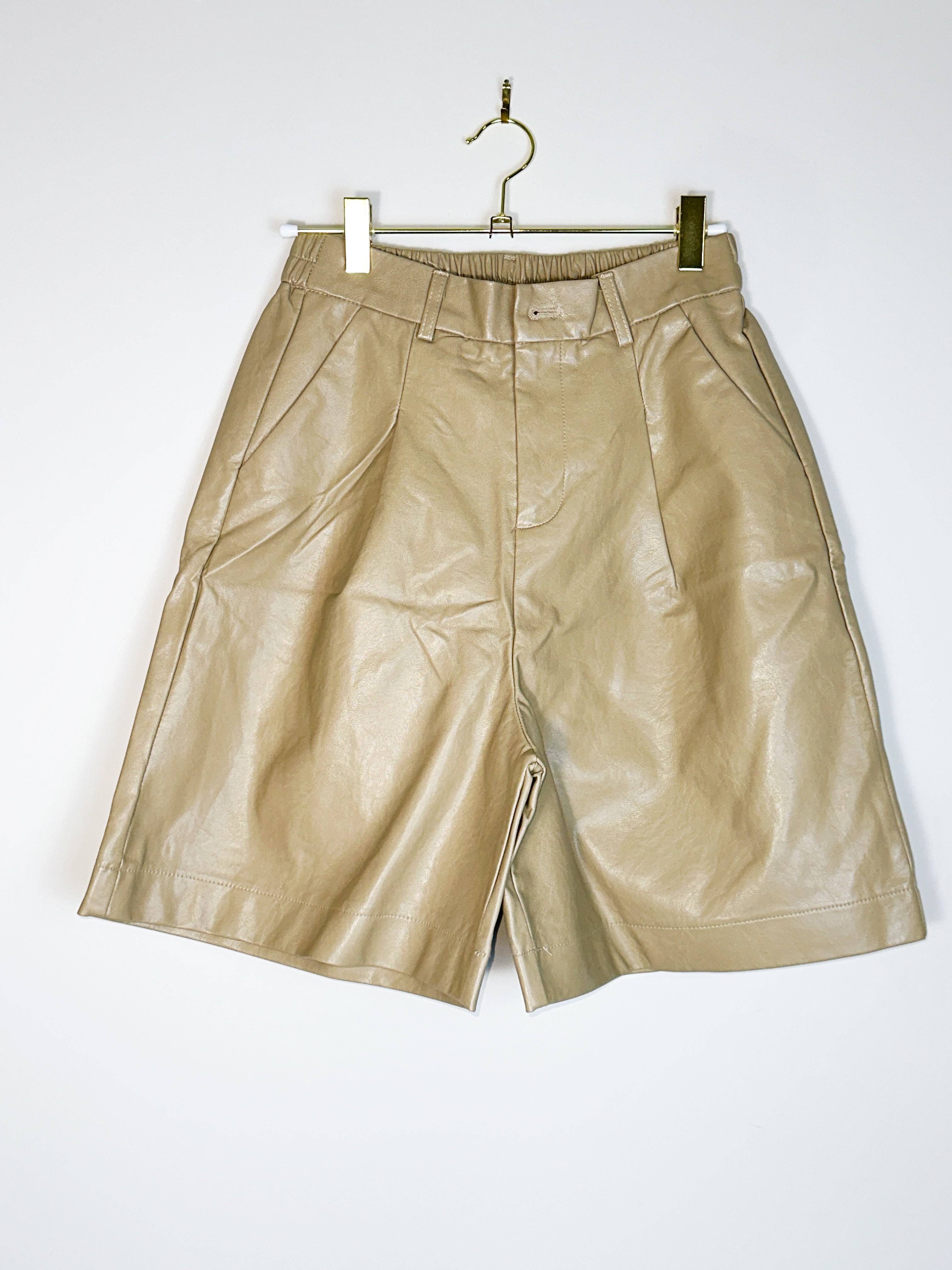 Fallon Women's Leather Shorts-Sand+Silk