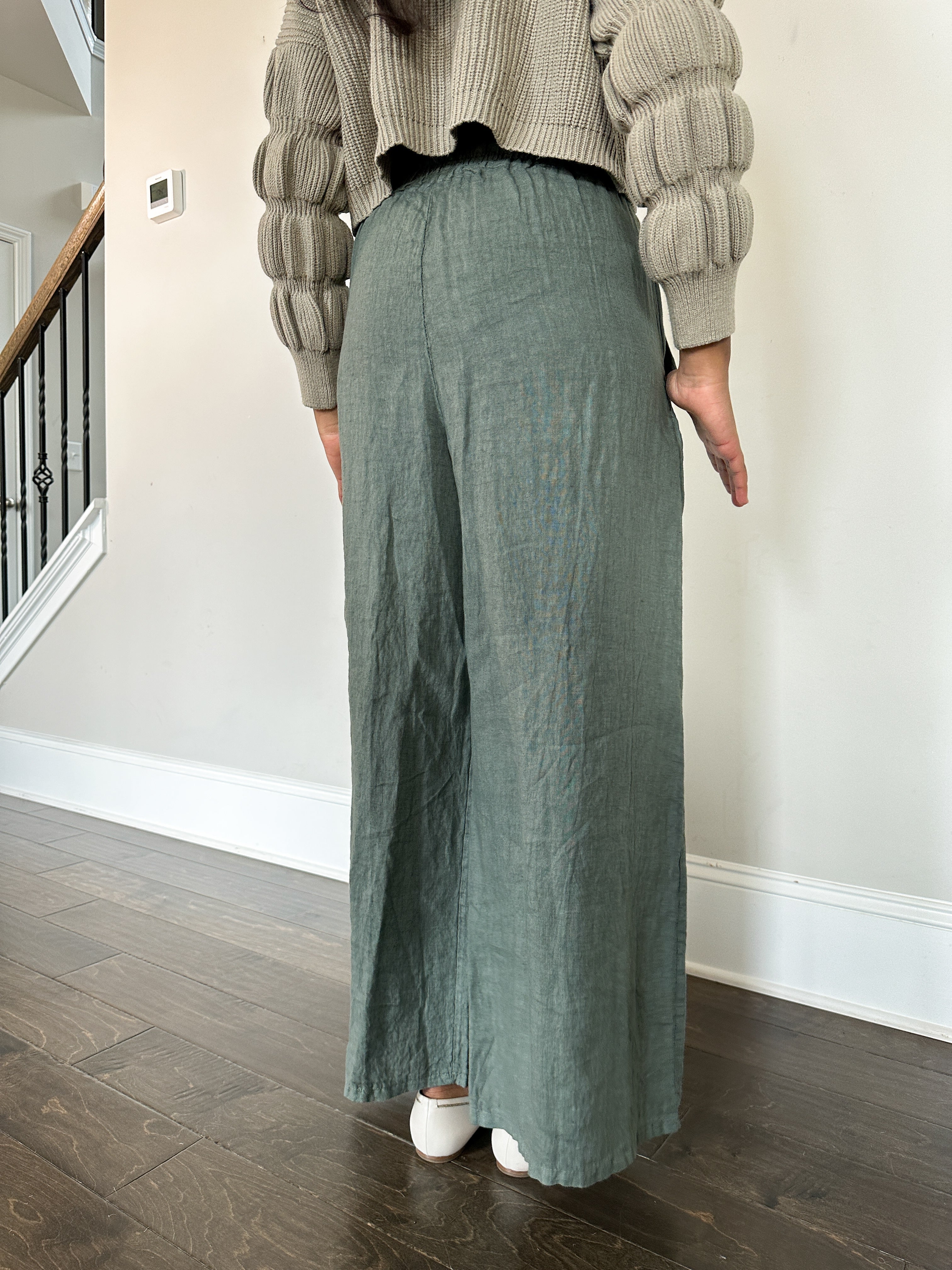 Giada Women's Organic Linen Pants-Sand+Silk