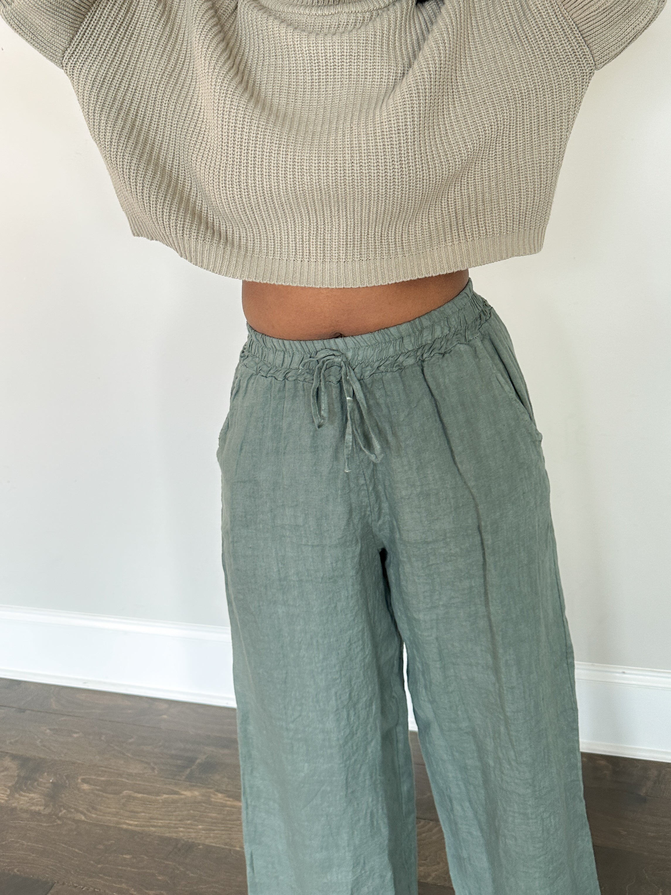 Giada Women's Organic Linen Pants-Sand+Silk