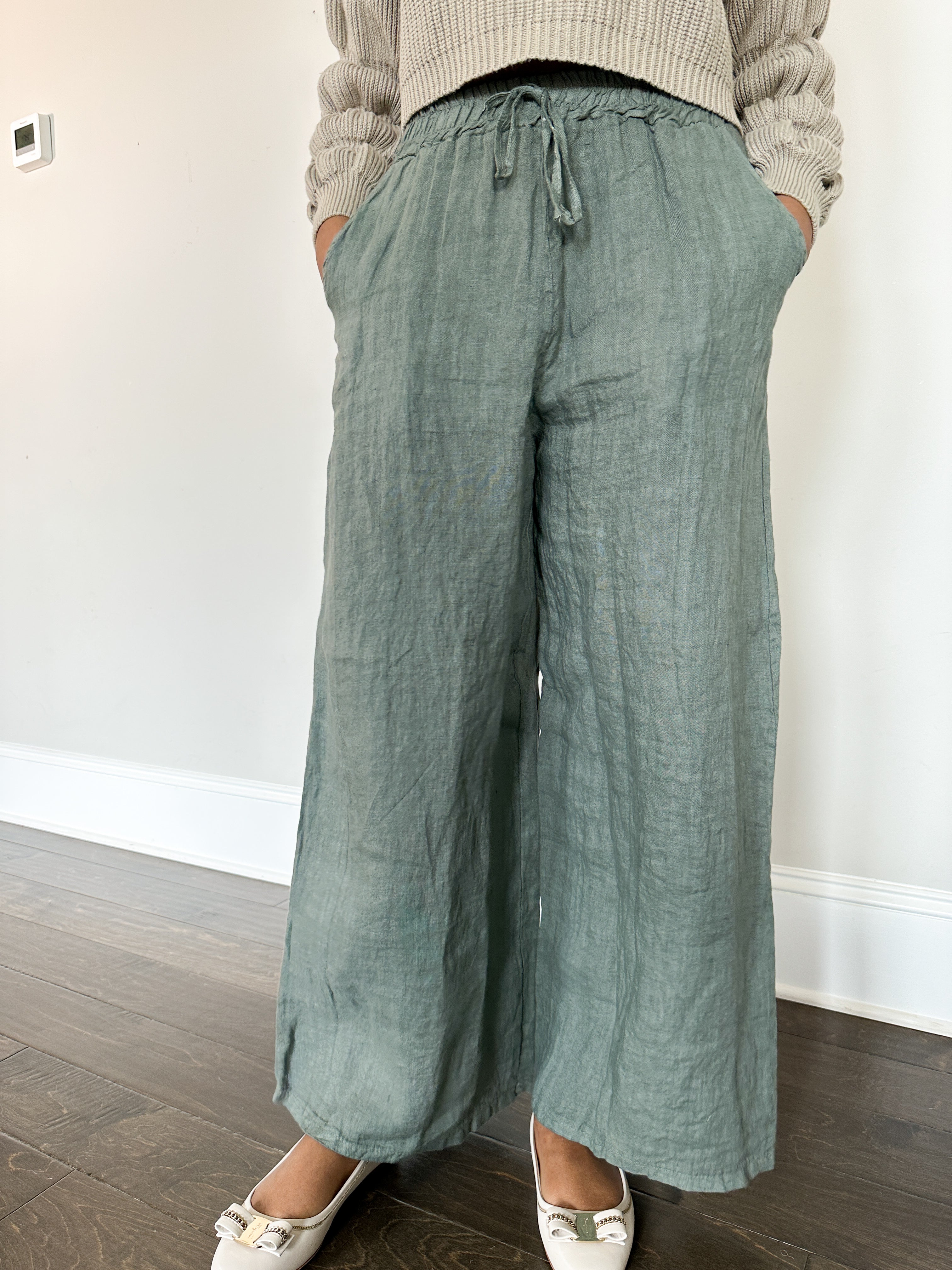 Giada Women's Organic Linen Pants-Sand+Silk