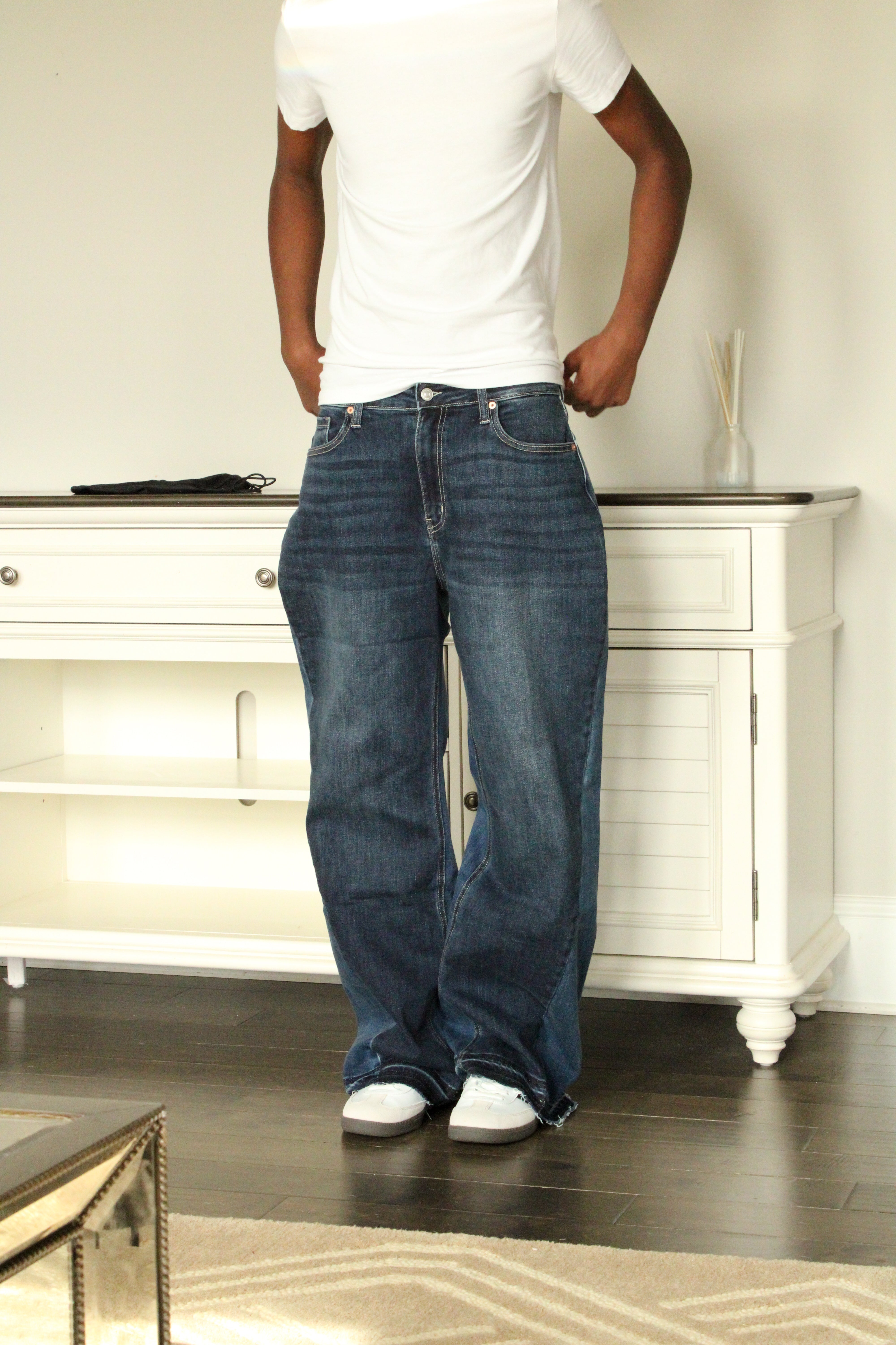 Vancouver Wide-leg denim pants-Sand+Silk