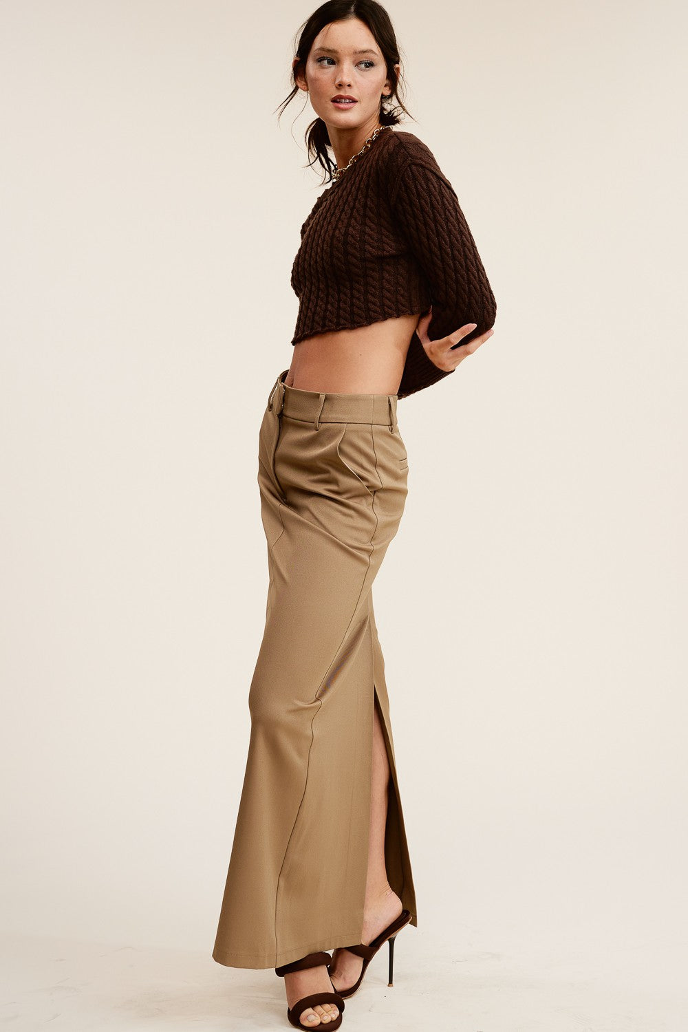 Lappiel Women's Long Skirt-Sand+Silk