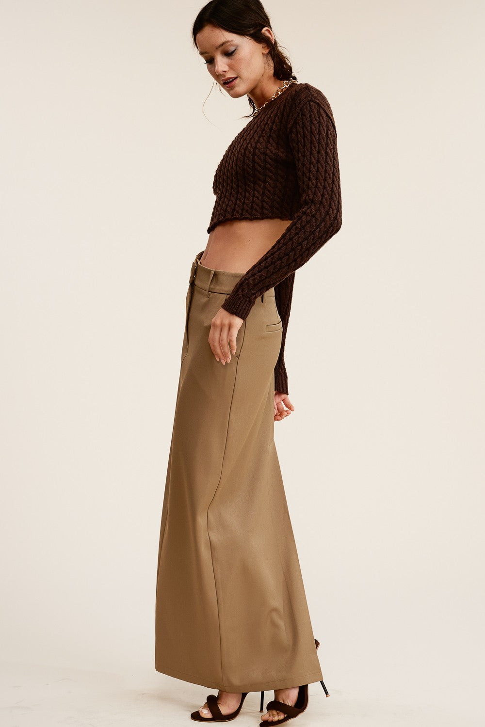 Lappiel Women's Long Skirt-Sand+Silk