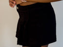 Mina Black Pleated Denim Skort-Sand+Silk