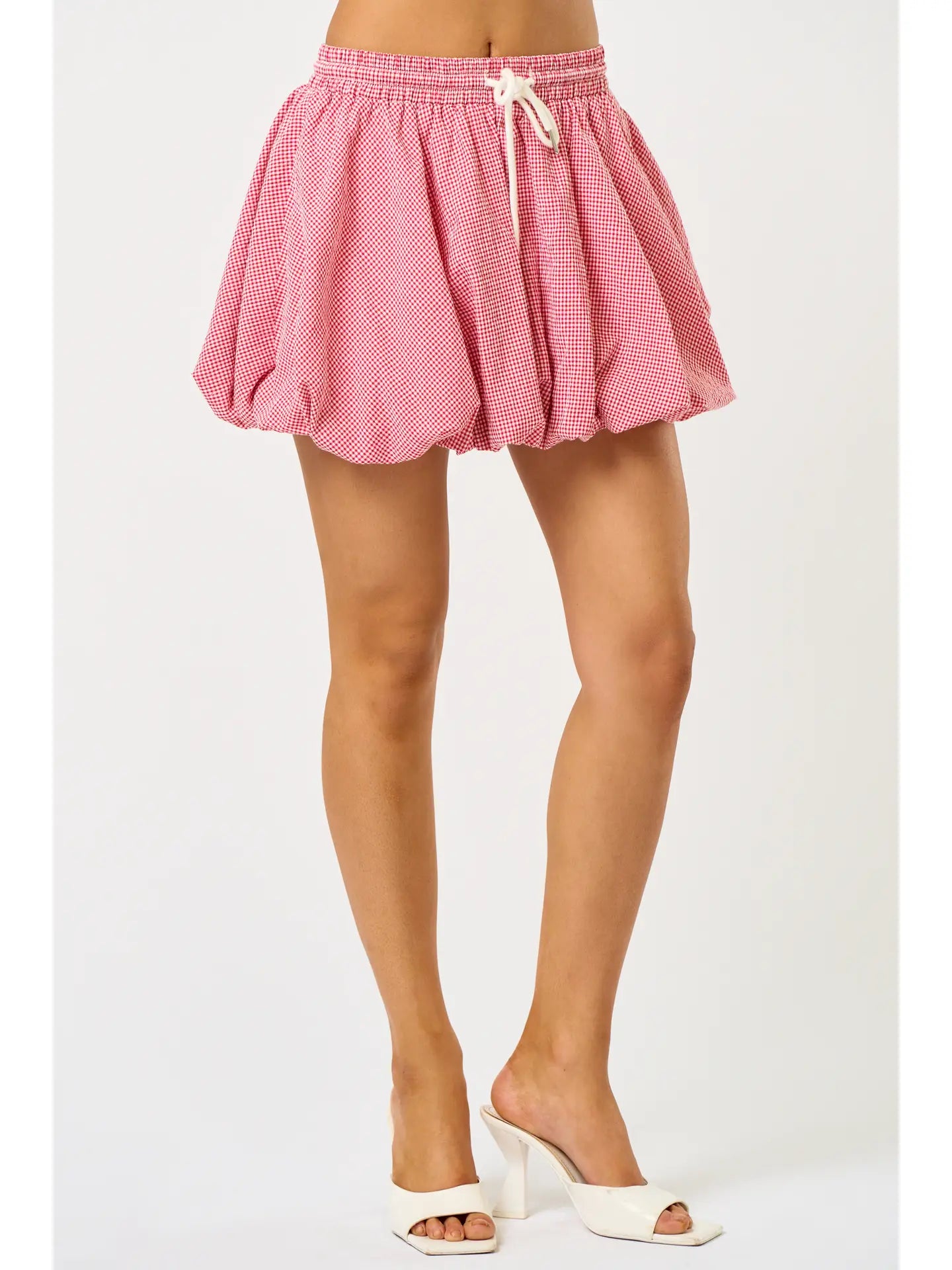 Gingham Balloon with String Skirt