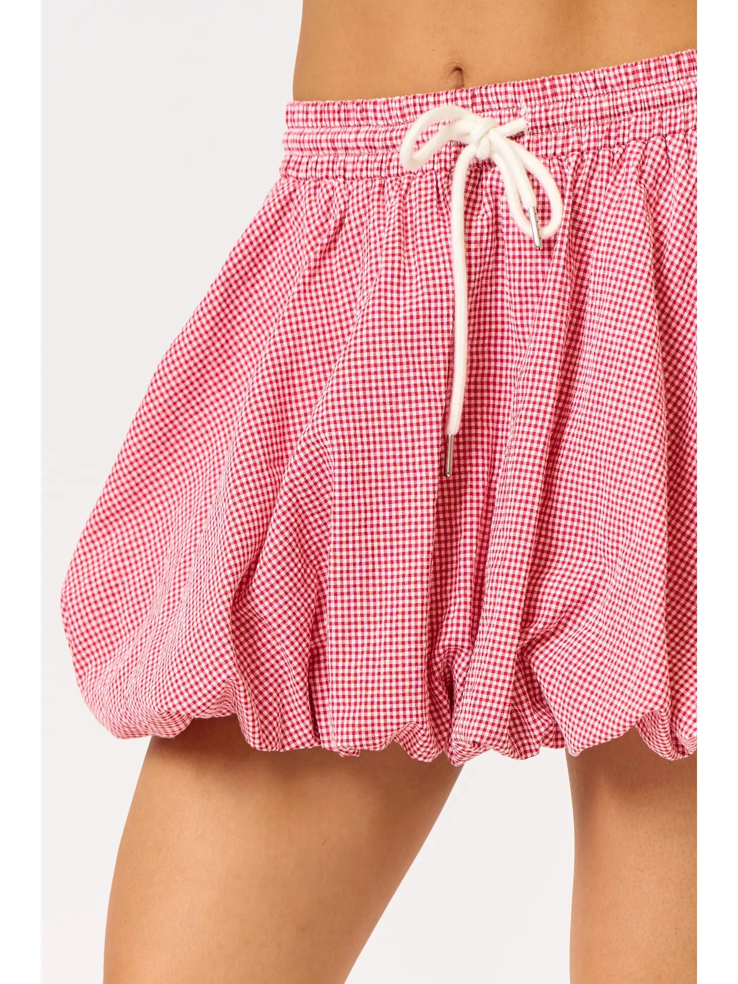 Gingham Balloon with String Skirt