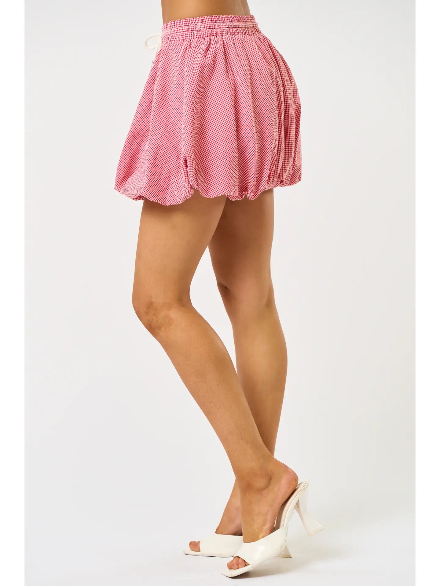 Gingham Balloon with String Skirt